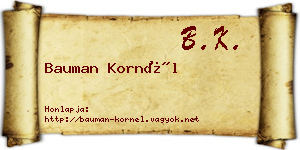 Bauman Kornél névjegykártya